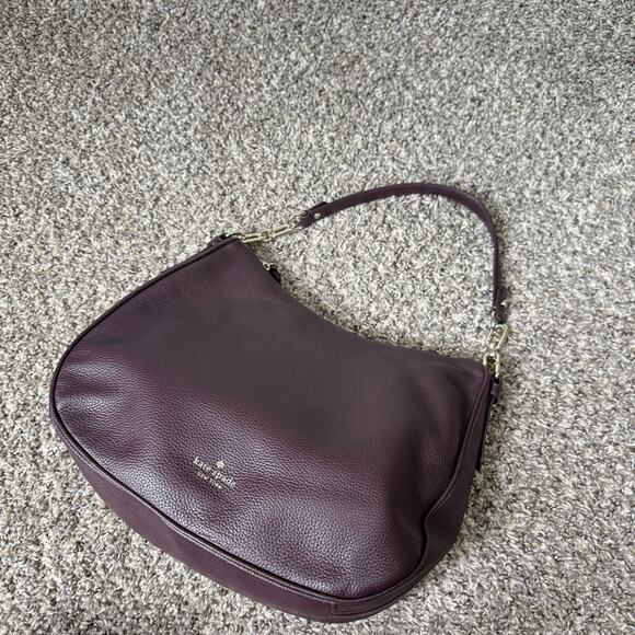 Kate Spade Mulberry Street Vivian Dark Purple Pebble Leather Shoulder Purse Bag - Picture 1 of 13